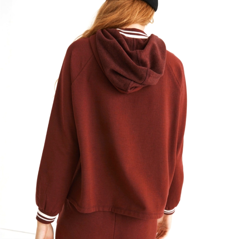 Madewell MWL Superbrushed Easygoing Hoodie Sweatshirt: Striped-Trim - Size S - Picture 2 of 9
